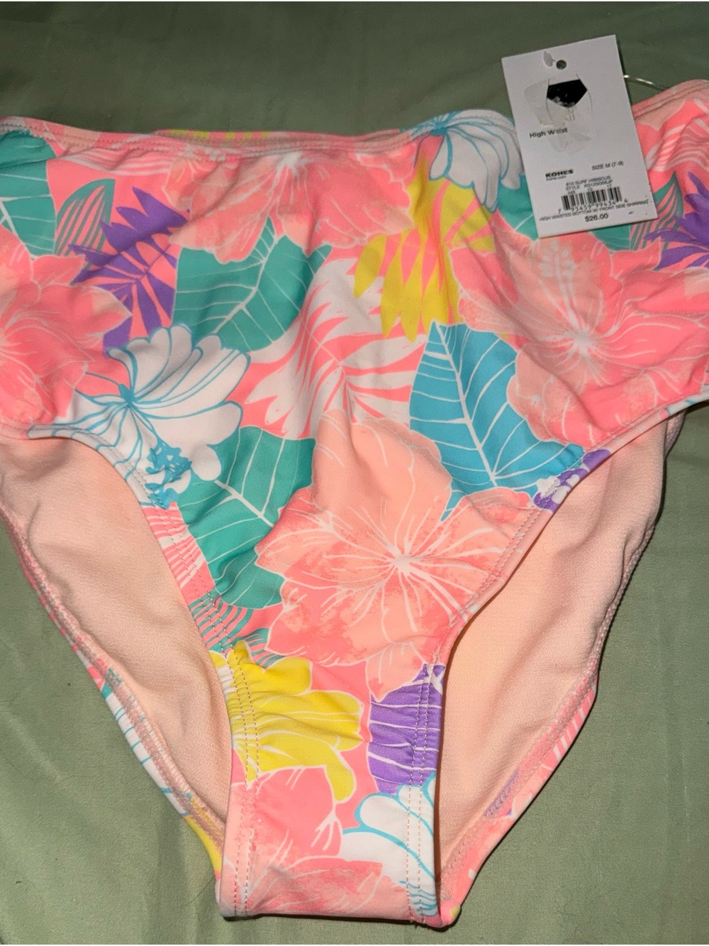 SO Floral High Waisted Bikini Bottom - Pink Multicolor Tropical Print